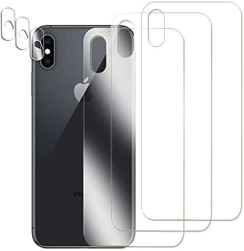 Guran 3+3 Pièces Arrière Verre Trempé pour iPhone X XS (5.8) Dureté 9H Protection, 3x Transparent Arrière + 3x Caméra Protecteur