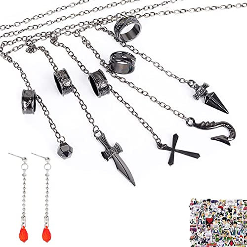 Zaky Anime HXH Kurapika Cosplay Fünf-Finger-Ringe-Armband Hunter Charm Ohrringe für Frauen Männer - Best Stuff für Sammlung Schmuck Halloween Cosplay Geschenke mit Aufkleber 22 Stück
