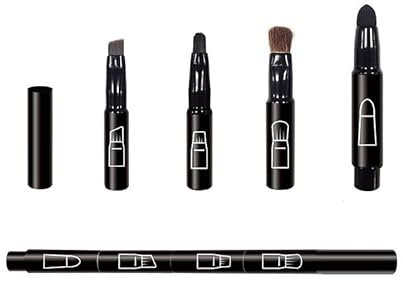 Liasun Pinceaux de maquillage multifonction 4 en 1 - Design amusant - Pinceau à blush, pinceau à fard à paupières, pinceau à sourcils biseauté, pinceau estompeur pour femmes et filles (noir)