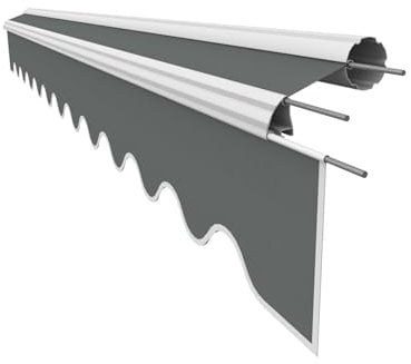 VANA Markisenstoff mit Volant für 3 x 2 m Markisen Ersatzstoff Markisentuch Bespannung Sonnenschutz fertig genäht Maß Tuch 2,82 x 2 m Volant 2,82 x 0,21 m Design SPD008