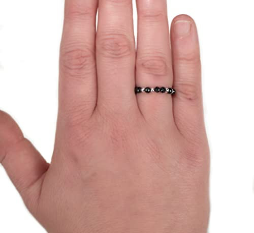 Spinell schwarz Stretch Ring Perlenring elastisch Spinellring Stapelring Handmade
