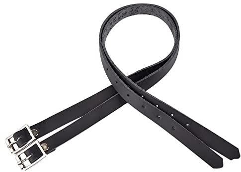 Teksome Schwarze Sporenriemen - Robuste, langlebige Einzelsporenriemen aus Leder,Sporenriemen Western Herren Damen Verstellbare Stiefelriemen für Oberschenkelhohe Stiefel, Schwarz