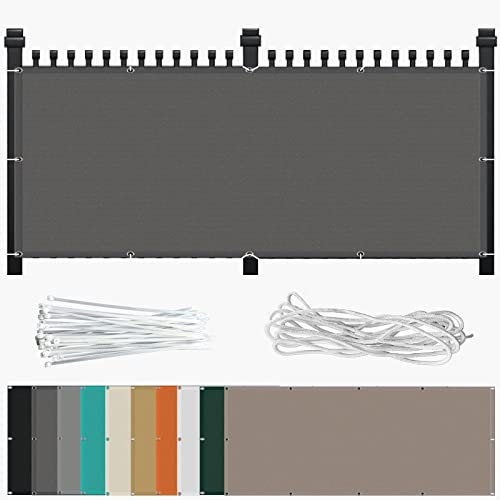 Balkon Sichtschutz Seitenmarkise 130 x 550 cm mit Ösen Nylon Kabelbinder und Kordel Schattenspender PB2 PES 100% Polyester für Balkon Garten Balkongeländer, Dunkelgrau