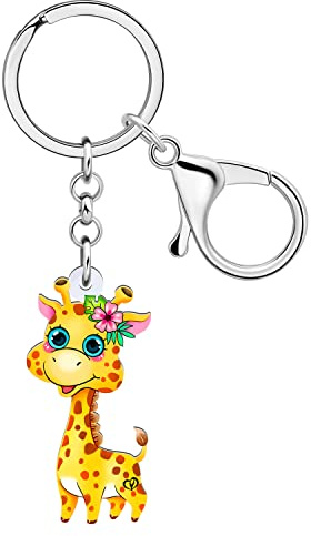 LONYOO Porte-clés Girafe Acrylique Portefeuille Porte-clés Voiture Anneaux Anime Cerf Cadeaux pour Femmes Filles Charms
