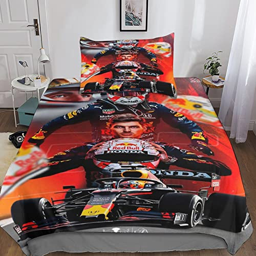 NOLEGA Verstappen 3D Bettbezug Set Bettwäsche-Sets, Formula 1 2er Set Stück Bettbezug + Stück Passender Passender Kopfkissenbezug Single(135x200cm)