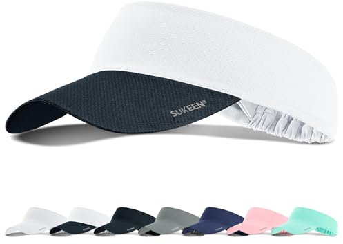 Sukeen Sun Visor Cap, Cooling Stretchy Visor with Sweatband Adjustable Baseball Cap Sun Protection Unisex Cool Visor Hat Instant Cooling Vizor Cap for Golf Tennis(55-60cm)