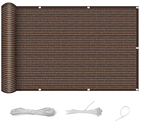 Brise-Vue Auvent 65 x 1000 cm Protection Contre Les Regards Ecran de Balcon Brise-Vue avec Oeillets et Cordons pour Jardin Terrasse, Taupe