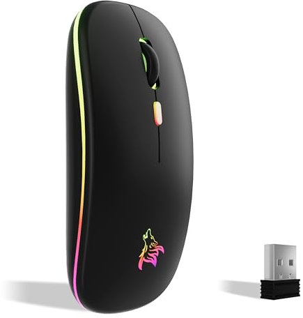 TQQ Wireless Mouse, Rechargeable Computer Mouse with 2.4GHz USB Mini Receiver, Compatible with Laptop, PC, Mac, iPad, iOS, Android, Windows