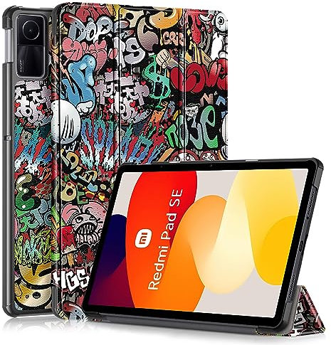 Dlahaby Custodia Compatibile con Xiaomi Redmi Pad SE 2023, Custodia con Stand Flip Cover per Xiaomi Redmi Pad SE 11 Pollici Tablet,graffiti
