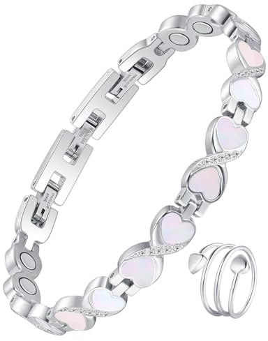 Jecanori Magnetische Armbänder für Damen, Titanstahl, Magnetarmband, 3800 Gauss, ultrastarke Magnete, verstellbare Länge, Armband mit Geschenkbox