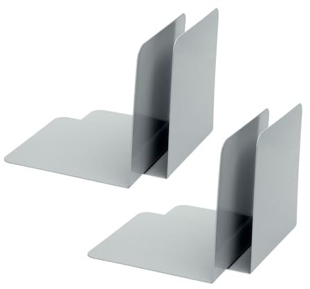 Alco-Albert 4302-10-4 - Buchstützen aus Metall, 4 Stück, grau, 14 x 14 x 12,5 cm, für Schule, Büro und Zuhause