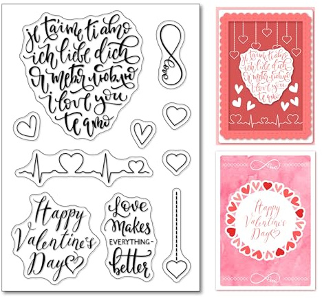 arriettycraft Transparentes Stempel-Set zum Valentinstag für Kartenherstellung oder Journaling, I Love You, transparente Silikonstempel für Tagebücher, Scrapbooking, Papierbasteln, Dekoration