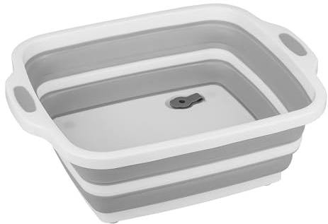 Space Saving Cutting Board, Collapsible Dish Tub with Draining Hole, Folding Chopping Board with Colander, 3 in 1 Multifunction Camping Sink for Washing Dish, Bowl, Vegetables and Fruit