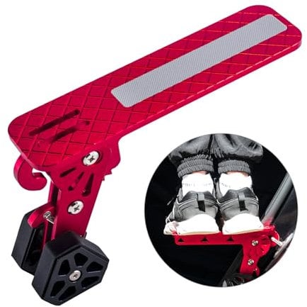 CHANGEMOORE Foldable Aluminum Alloy Car Door Step, Universal Fit 6 Gear Adjustable Door Step for Car Roof, Both Feet Stand Pedal Ladder Easy Access, Car Door Latch Step for Most Car SUV Truck Red