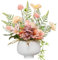LUWENER Artificial Flowers In Vase,14.57in Faux Hydrangea Flower Plants,Silk Orange Dahlia Realistic Poppy Fake Flowers for Living Room, Bedroom and Bathroom Dining Table Decor