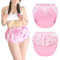 LittleForBig Couche Adulte Lavable et Réutilisable Étanche Adulte Dentelle et Nœud Housse de Protection pour Couche Adulte Satin Rose M