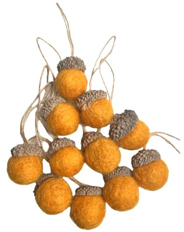 12 Stück Eicheln Anhänger im Scandi-Stil aus Filz, Handmade Herbstdeko Eicheln Filzanhänger Weihnachten Miniatur Weihnachtsdeko Weihnachtlicher Baumschmuck Winterdeko (11)
