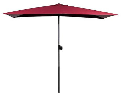 Ombrellone semicircolare per esterni, 2,4 x 1,2 m, con manovella, per balcone, ombrellone da parete, regolabile in altezza e 5 stecche per una maggiore ombra, Rosso, 250x130cm