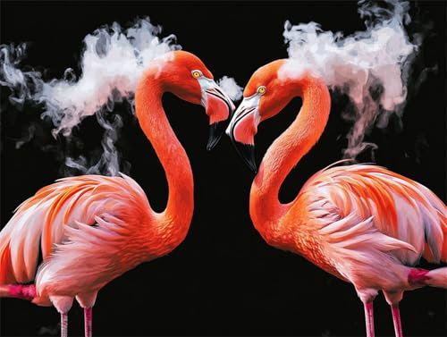 Malen Nach Zahlen Flamingo Tier Malen Nach Zahlen Kinder Anfänger, Malen-Nach-Zahlen ab 9 Jahre Mädchen Geschenke, DIY Ölgemälde Set mit Pinseln Acrylpigment Leinwan, Home Wanddeko Wohnzimme 60x80cm