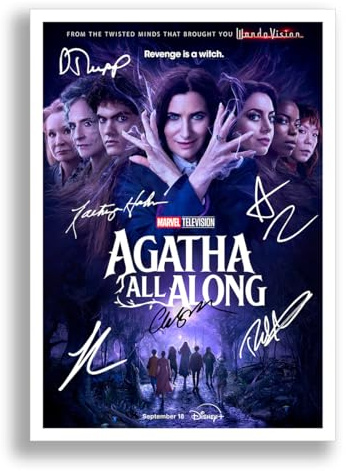 Agatha All Along cast signed autograph poster photo print framed memorabilia tv show series gift Kathryn Hahn Joe Locke (A4 poster only)