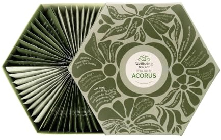 ACORUS | Wellbeing Tee Set - Natürliche Teeauswahlbox mit 6 Geschmacksrichtungen | Tee Geschenkset | Große Teebox mit 60 Kräuter teebeuteln | 6 Funktionstees