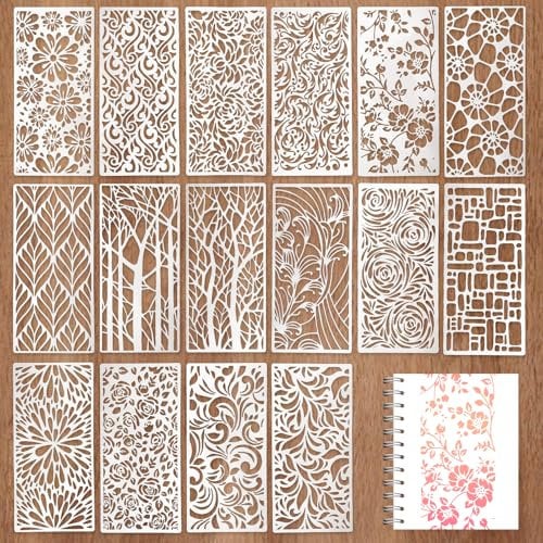 16 Stück Schablonen Set Malerei Zeichenschablonen Kunststoff Schablonen Vorlagen zum Malen Wiederverwendbar Malschablonen Kinder für DIY Boden Wandgestaltung Deko Scrapbooking Geschenkkarten