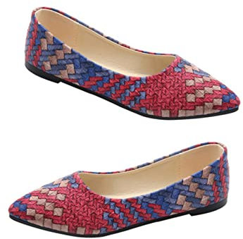 TINEASUR Breathable Women's Loafers Non-Slip Classic Flat Shoes for School Office Red