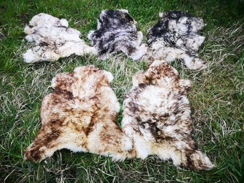 Provellus Echt Öko Schaffell Lammfell Fell Geflammt Bis 140cm 2.Wahl Schnäppchen (eher dunkel geflammt, 40x40cm rund)
