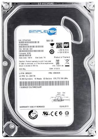 SIMPLETEK - Hard Disk HDD 500GB 3,5 SATA ST500DM002 per PC fisso desktop, disco rigido affidabile e ad alta capacità (Ricondizionato)