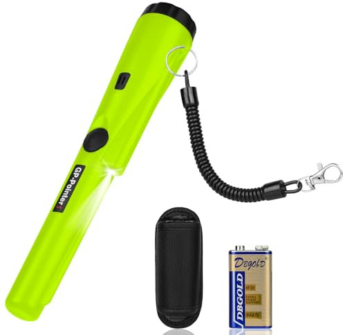 Flintronic Metalldetektor Klein, Tragbar Metallsuchgerät IP66 Wasserdichter, Pinpointer Metalldetektor mit Holster, LED Indicator und 9V Batterie, für Goldsuche, Schmuck, Silber(Grün)