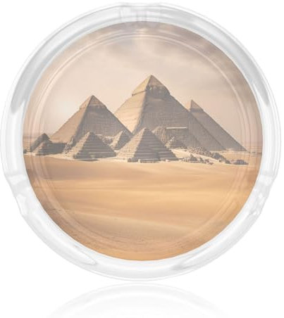 Pyramids of Egypt Glasaschenbecher, rund, Druckmuster, Aschenbecher für Zigaretten, tragbarer Zigarren-Aschenbecher, Dekoration
