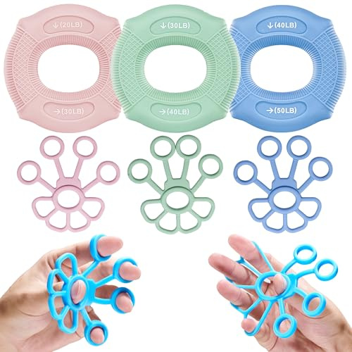 Gimars Griffkrafttrainer 6er-Set Handtrainer fingertrainer 20-50LB hand grip Stressabbau 2-6KG Handkraft trainer griffkraft Hand Finger Training Kit für Muskelentlastung
