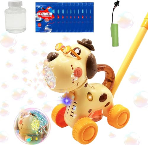 Seifenblasen Rasenmäher für Kinder, Rasenmäher Mit Seifenblasen für Kinder 3 4 5 6, Wiederaufladbar Bubble Maker mit 10 Beuteln Seifenblasenmaschine Blower Maker