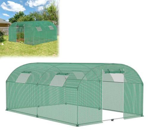 UISEBRT Serra in pellicola per pomodori, serra da giardino con porta e finestra, 3 x 4 x 2 m, in HDPE + pellicola LDPE con tubo in acciaio UV Ø 22 mm, per verdure, fiori e erbe aromatiche