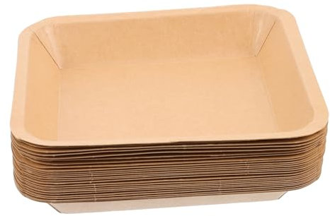 CALLARON 25 Piezas Bandeja de papel de horno desechable frito platos fiesta Material de grado alimenticio servicio bandejas de comida de papel kraft bandejas para servir comida