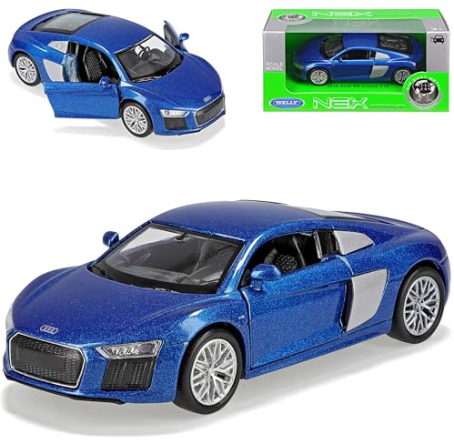 alles-meine.de GmbH A*u*d*i R8 4S Coupe V10 Blau Coupe 2. Generation 2015-2024 ca 1/43 1/36-1/46 Welly Modell Auto mit individiuellem Wunschkennzeichen