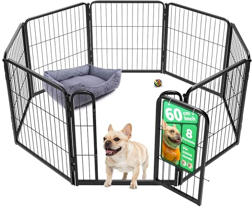 FXW Homeplus Welpenauslauf für Innen, 60 cm, 8-teilig | Entspanntes Spielen, Halboffen, Leichter Aufbau, Schwellenloses Tor, Erweiterbar, Für Welpen und kleine Hunde, Patentiert