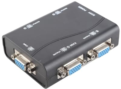 Cryfokt VGA-Splitter, 250 MHz, USB-betrieben, Verlustfrei, 1 in 4 Out, Video-Splitter, 40 M Entfernung, Laufwerksfrei, für TV für Projektor