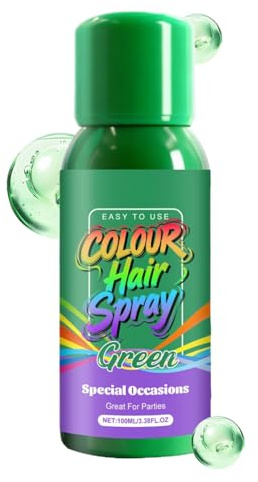 Wuvfojca Temporäres Haarfarbenspray,100 ml Grünes Haarfarbenspray - Vorübergehende Haarfarbenlösung,Für Halloween Und Cosplay Sowie Für Festivals Und Bühnen Auch Für Kostümpartys Zusammenkünfte