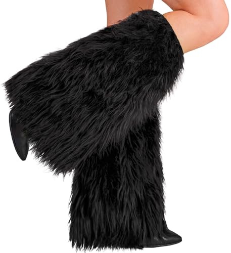 TrendandStylez Plüsch Beinstulpen in 9 Farben – Flauschige Beinwärmer Stulpen für Damen, Kostüm Zubehör für Karneval, Fasching, 80er 90er Jahre Party, Rave & Festival Outfits