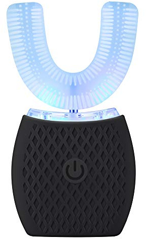 Automatische Ultraschall Zahnbürste, Elektrische Ultraschall-Zahnbürste, 360° Ultraschallzahnbürste für Erwachsene, Zahnaufhellungsbürste mit Timer Elektrozahnbürste Kabelloses Laden (Schwarz)