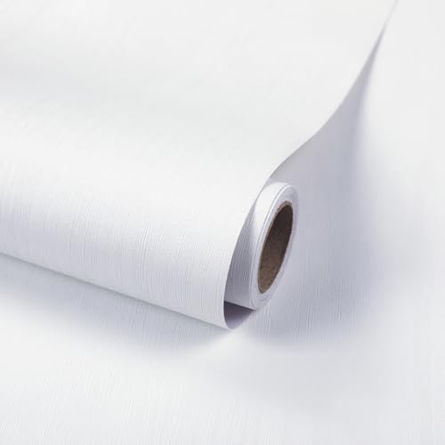 White Wood Effect Wallpaper, 40 x 500 cm White Wood Contact Paper Peel and Stick Wallpaper, Wooden Grain Wall paper for Countertops Cabinets Self Adhesive Furniture Covering for Living Room,Bathroom
