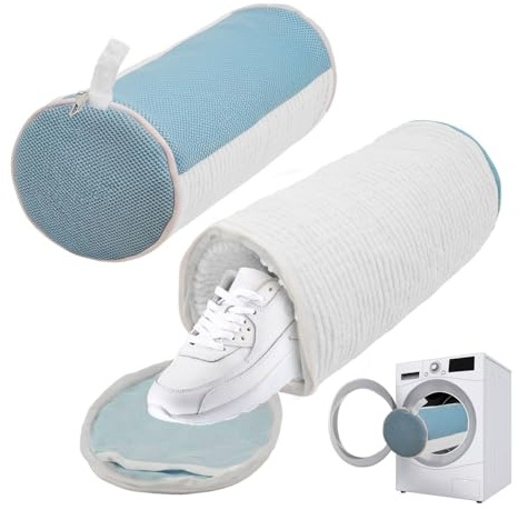 MIRAVOSA Pack de 2 Bolsa para Lavar Zapatillas en Lavadora con Funda Protectora · Cremallera Oculta, Interior de Chenilla y Compartimento para Cordones · Protege Tus Zapatos y tu Lavadora (Blanco)