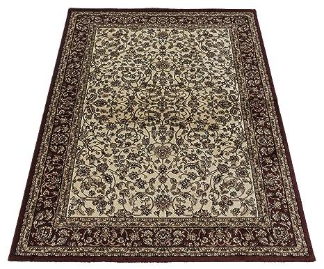 KADIMA DESIGN Teppich Kurzflor Orient-Design Klassisch Pflegeleicht Modern Waschbar Strapazierfähig Langlebig Creme 120x170 cm Wohnzimmer Esszimmer Fußbodenheizung geeignet | Selva