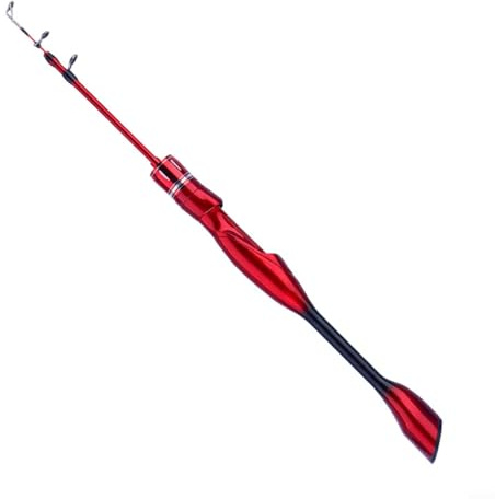 NexRen Eis-Angelrute, ultraleicht, Fiberglas, Teleskop-Design, zusammenklappbar, Winter-Angelrute für kleine Bach- und Eislochangeln (90 cm, rot)