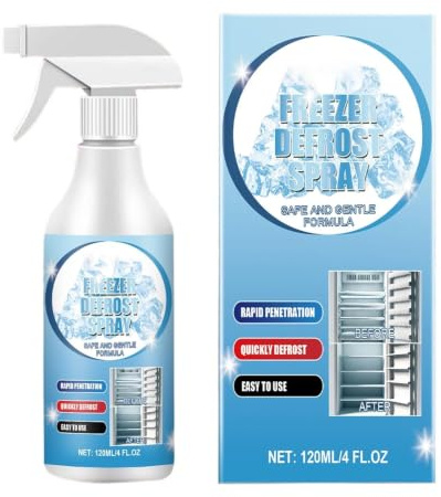 Freeze Spray 120ml Fast Remove Safe Melt Ice Kitchen Mist | Fridge Cleaner for Vehicle Windshield Dashboard Interior Exterior Winter Fridge Office Storage