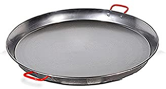 Garcima Paellera in Ferro Spazzolato Pellera, Argento/Rosso, 32 cm
