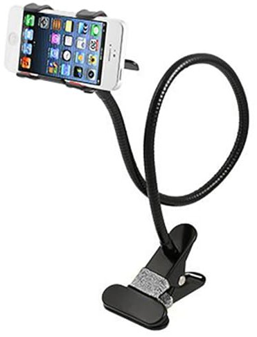 AFUNTA Universal 360 degree Rotation Flexible Long Arms Mobile Phone Holder, Gooseneck Clamp Holder Bracket Stand for iPhone4 / 5 / 5S /6, Samsung Galaxy S3 S4 S5, Note2 / Note3, Android and All Mobiles and Cameras Wide Less than 95mm, Lazy beside Bed, Car, Bedroom, Kitchen, Office, Bathroom (White)