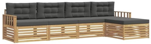 vidaXL Outdoor-Sofagarnitur 5 pcs Weiß und Anthrazit Polyester, Garten, modernes Outdoor-Sofa, Sitzgruppe für die Terrasse, gemütliche Loungemöbel