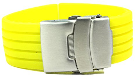 Bracelet de plongeur en silicone jaune avec boucle déployante 22 mm